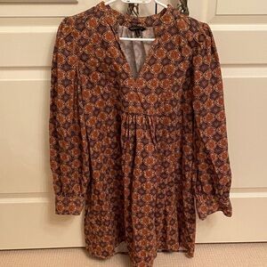 Banana Republic Geometric Pattern Dress in Brown and Orange